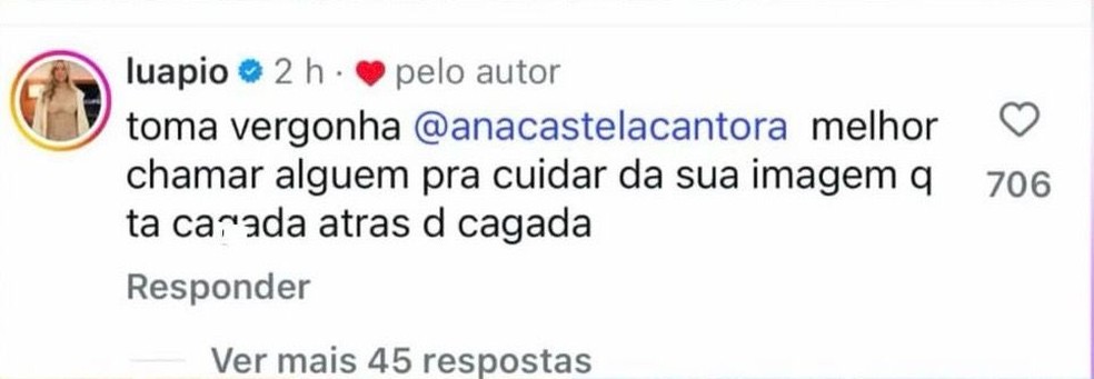 Luana Piovani rasga o verbo contra Ana Castela após vídeo polêmico em jetski: 'Toma vergonha' — Foto: Reprodução/Instagram