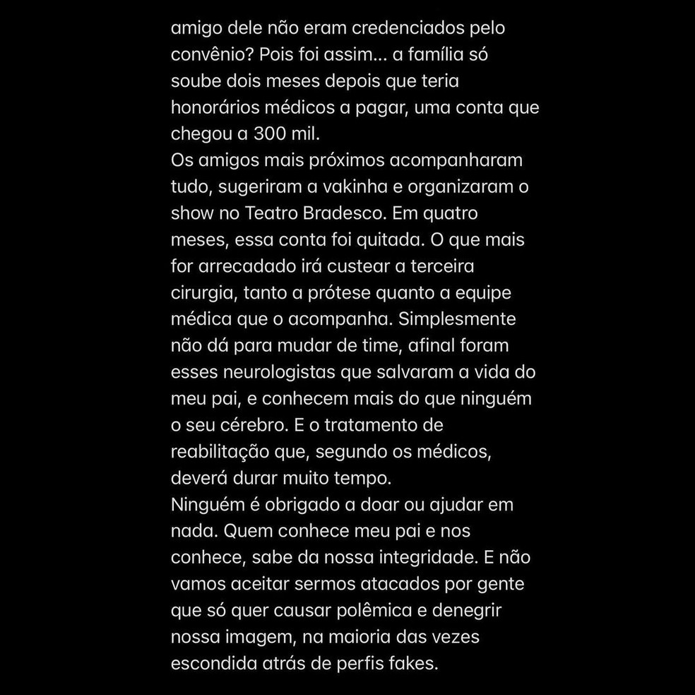 Filha de Mingau, Isabella Aglio fala sobre internação do pai — Foto: Reprodução/Instagram
