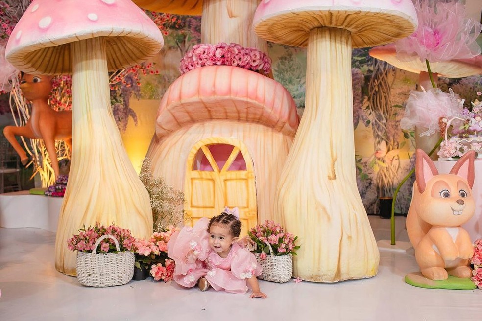 Melanie, filha de MC Loma, comemora primeiro aniversário com o tema Bosque Encantado — Foto: Reprodução/Instagram
