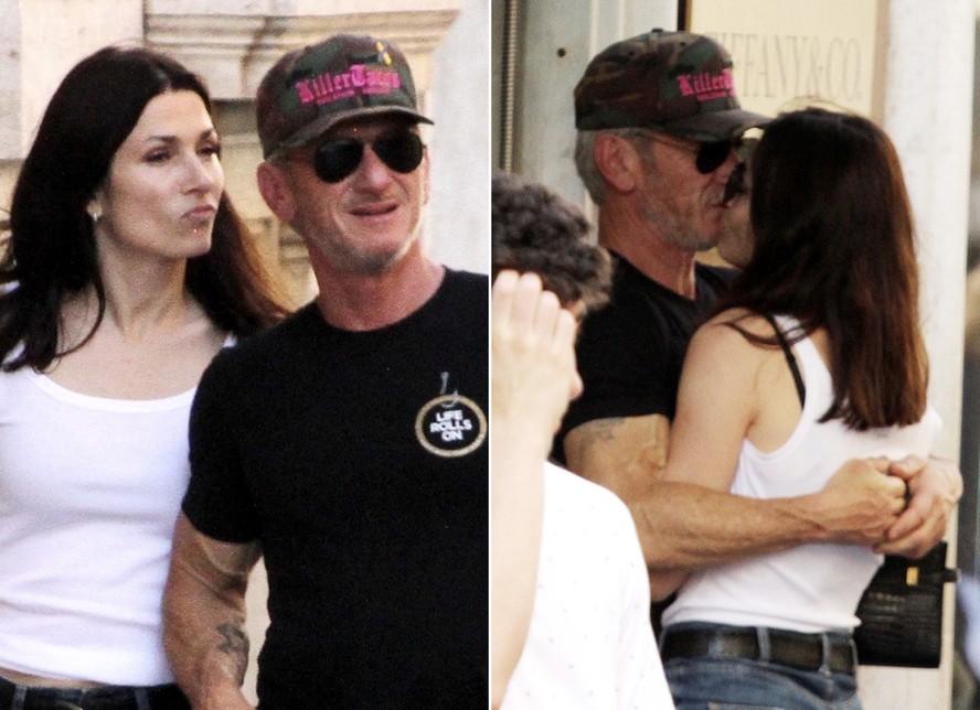 Sean Penn troca beijões com a namorada 19 anos mais nova em viagem