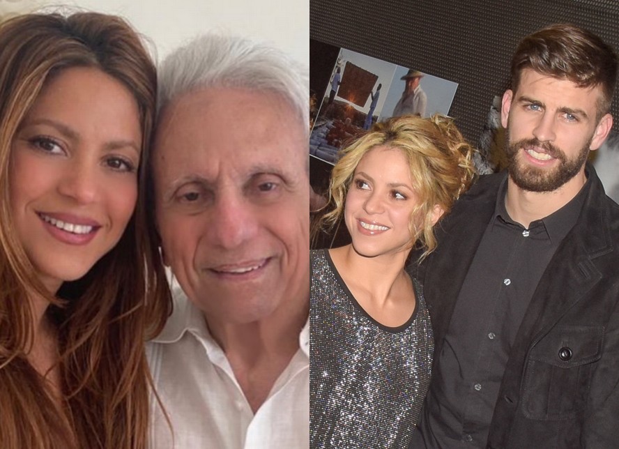 Shakira com seu pai e com Piqué