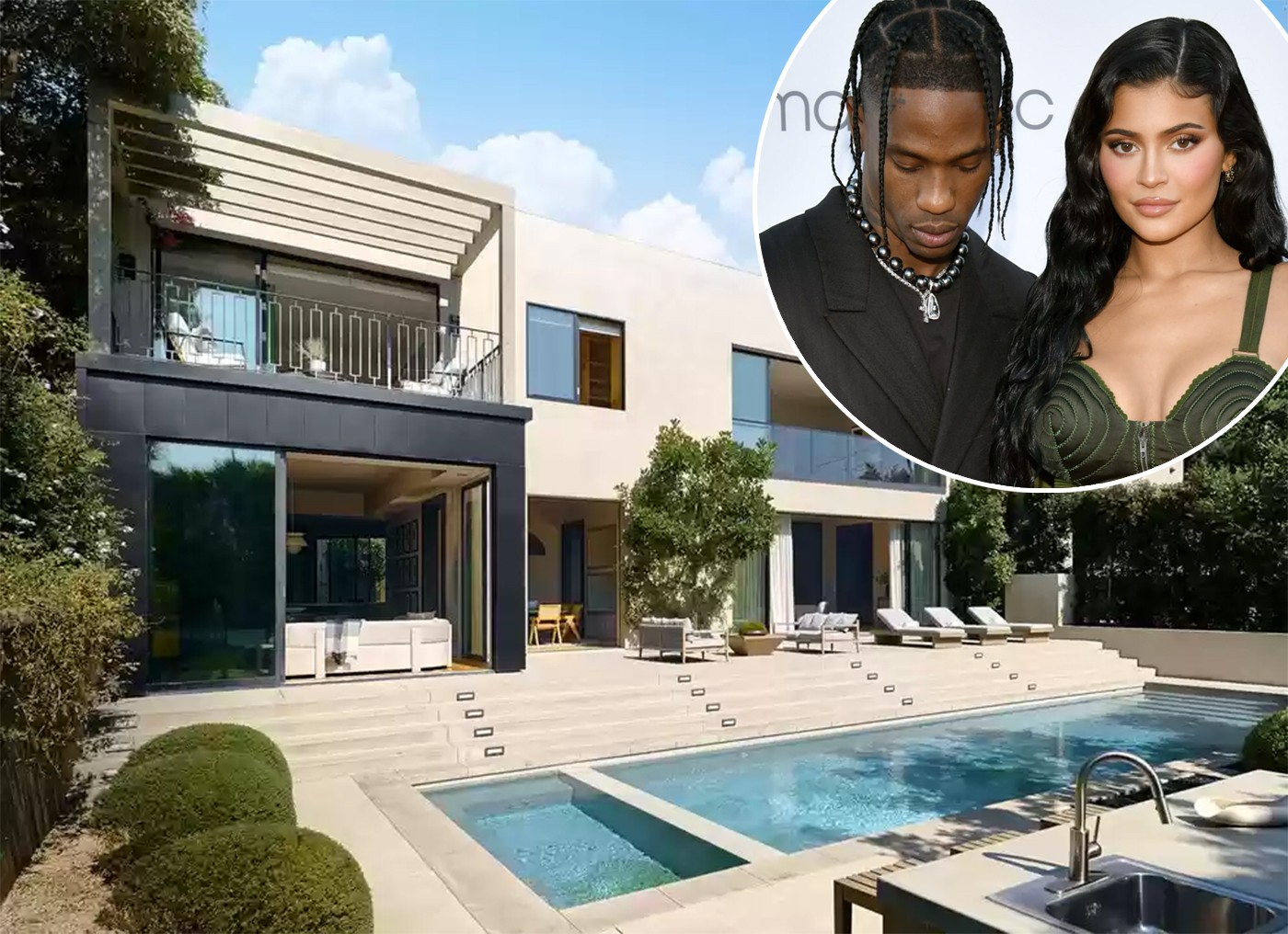 Kylie Jenner e Travis Scott colocam mansão em Beverly Hills à venda por US$ 21,9 milhões — Foto: Realtor e Getty Images