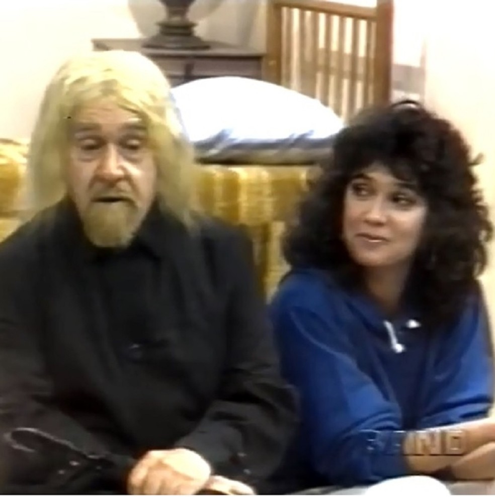Ronald Golias e Sandra Annenberg no humorístico 'Bronco' (Band, 1985) — Foto: Reprodução