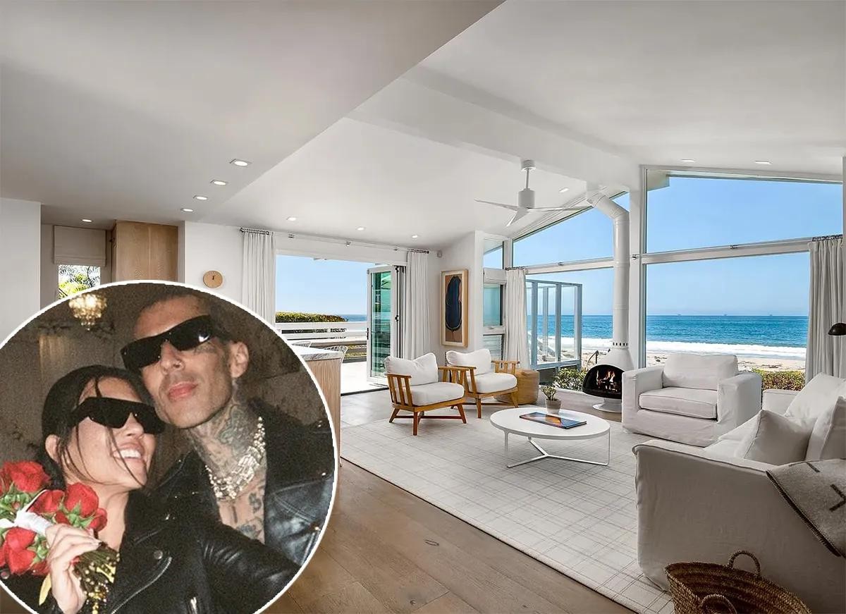 Kourtney Kardashian e Travis Barker compram mansão porn R$ 77 milhões na Califórnia (Foto: Reprodução / Instagram e Zillow) — Foto: Quem