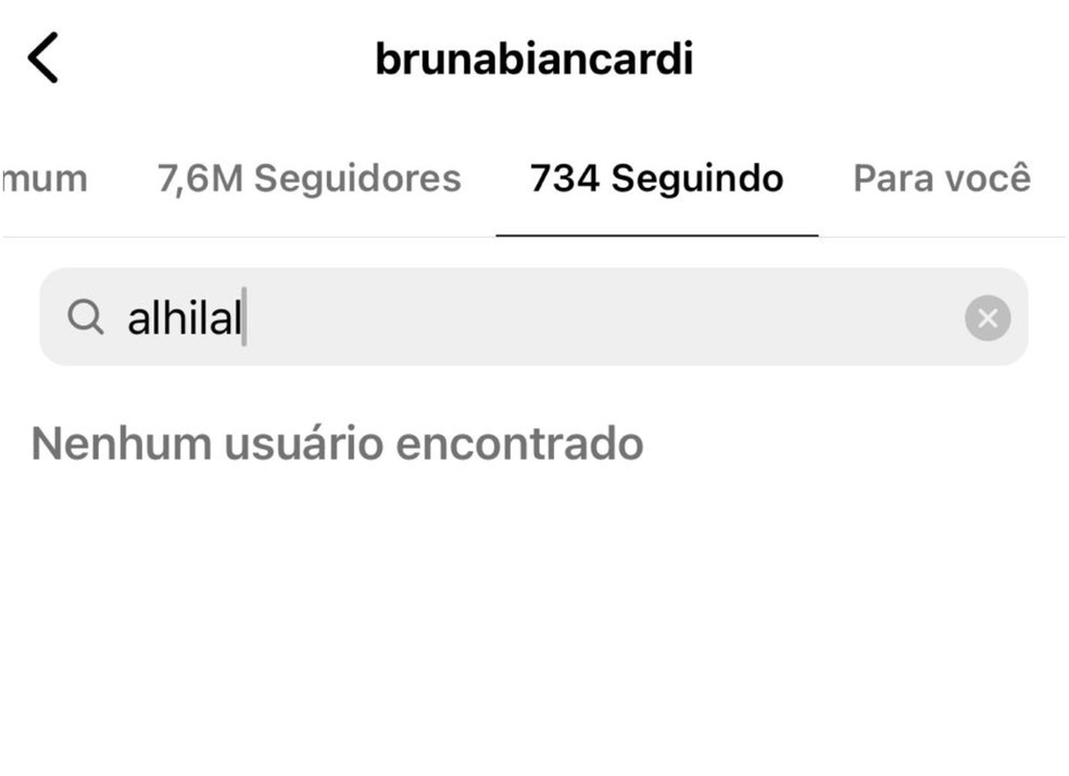 Bruna Biancardi parou de seguir o time em que Neymar joga — Foto: Reprodução/Instagram