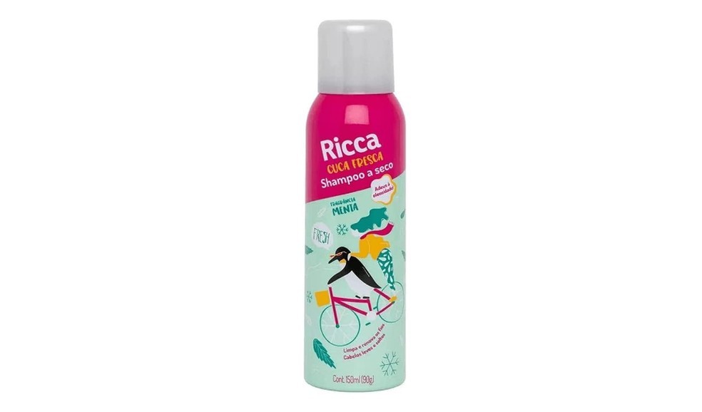 O shampoo a seco Cuca Fresca, da Ricca, pode deixar os cabelos soltos e macios — Foto: Reprodução/Amazon
