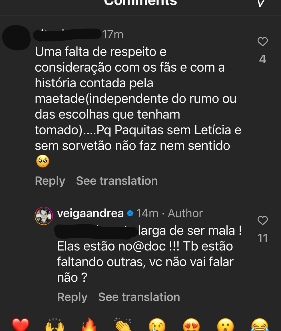 Ex-paquita Andréia Veiga respondeu seguidores — Foto: Reprodução/Instagram