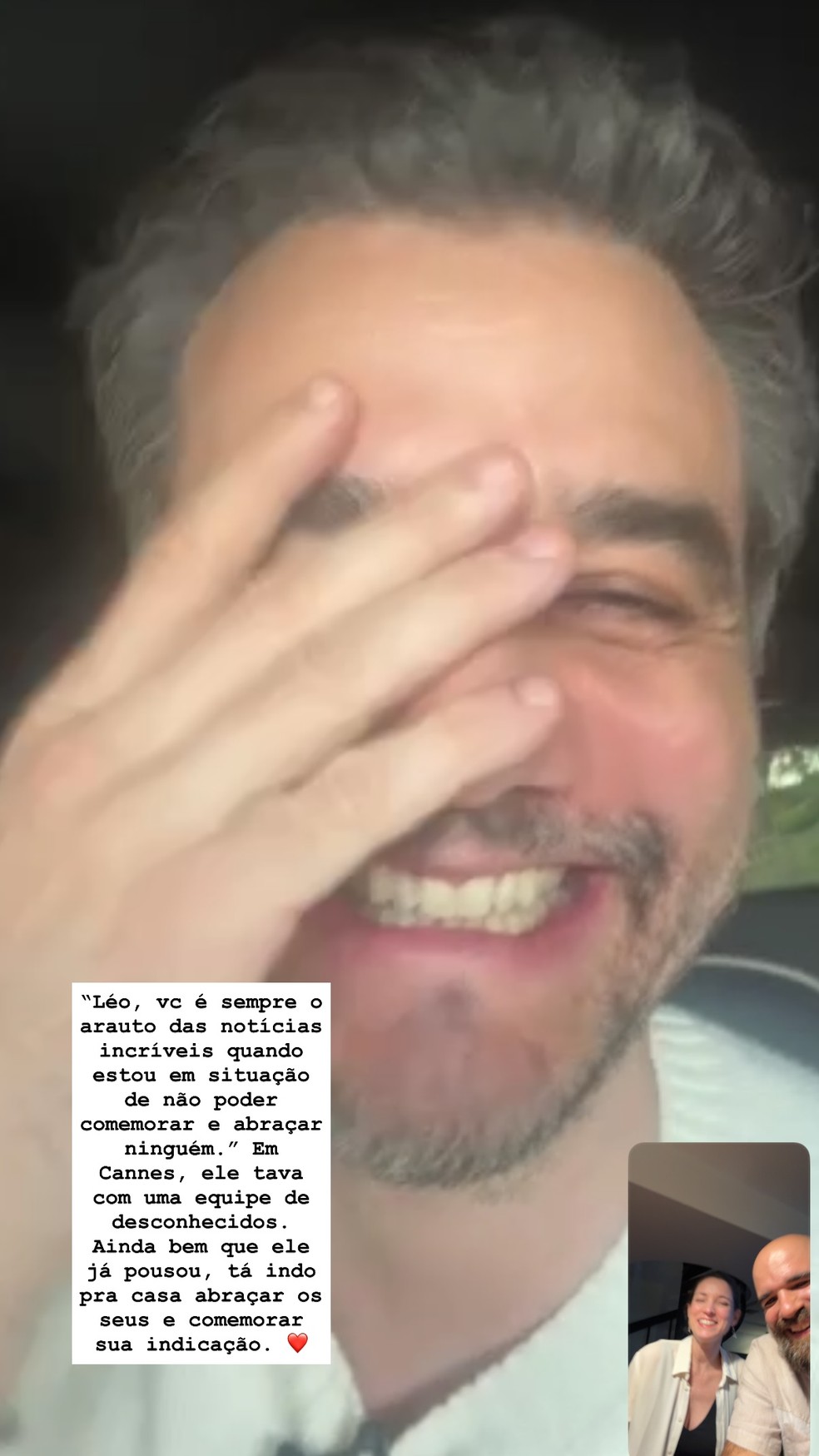 Reação de Wagner Moura ao saber de indicação ao Oscar 2026 — Foto: Reprodução/Instagram