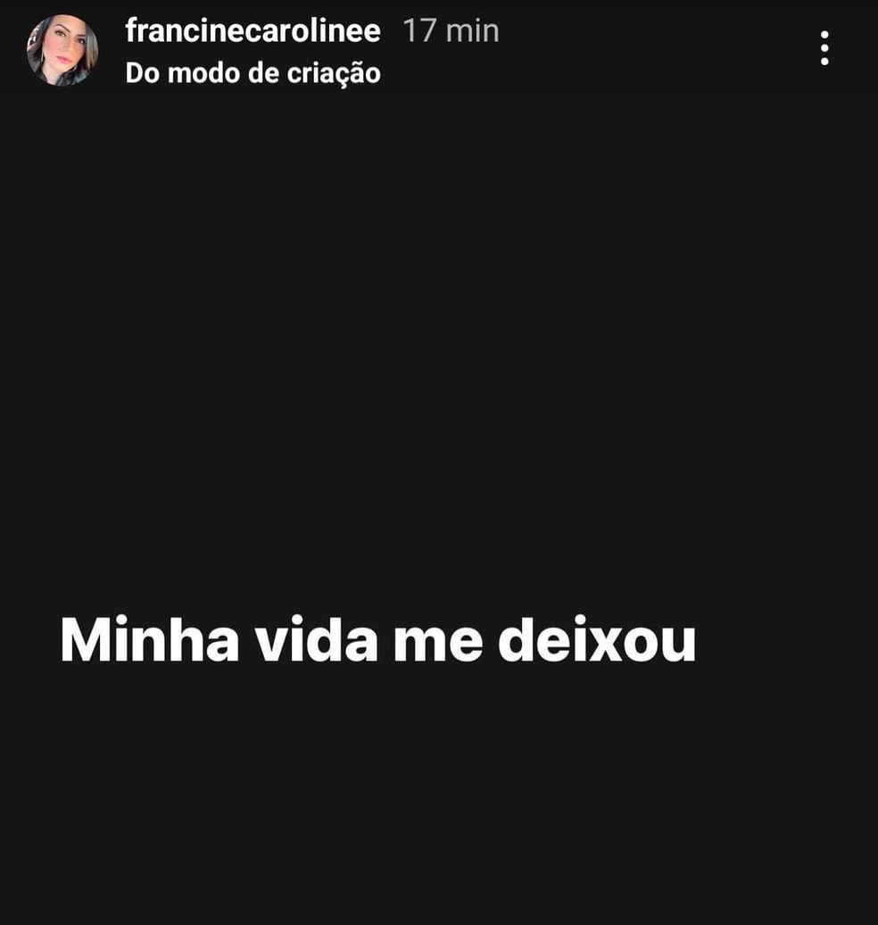 Francine Caroline lamenta a morte do marido, o sertanejo João Carreiro — Foto: Instagram