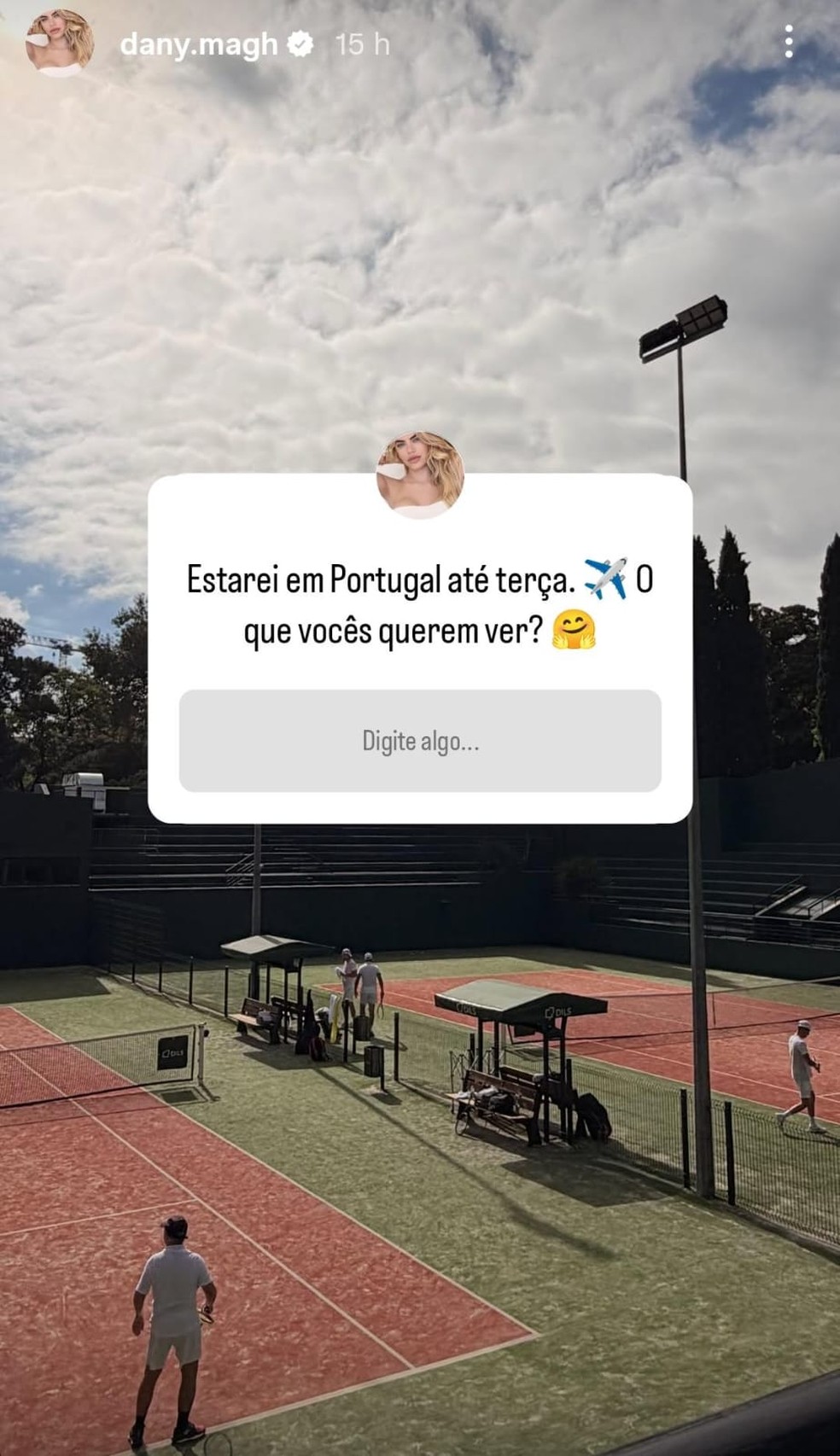 Em Portugal, Day Magalhães, que teve prints vazados de conversas com Vini Jr., diz que estará em Madrid para jogo da Champions — Foto: Reprodução/Instagram