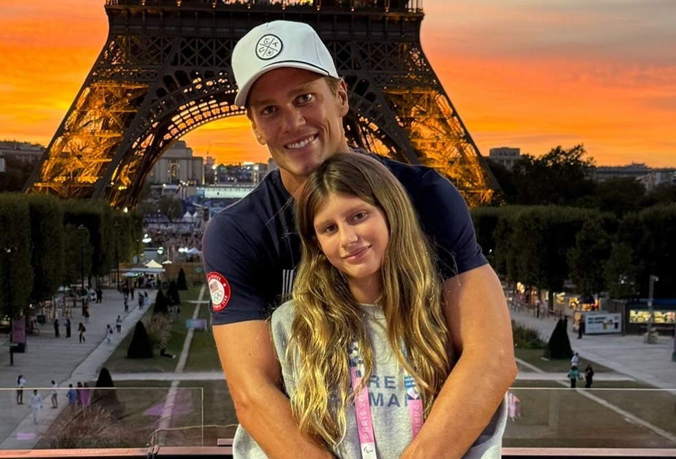 Tom Brady e Vivian Lake, sua filha com Gisele Bündchen — Foto: Reprodução/Instagram
