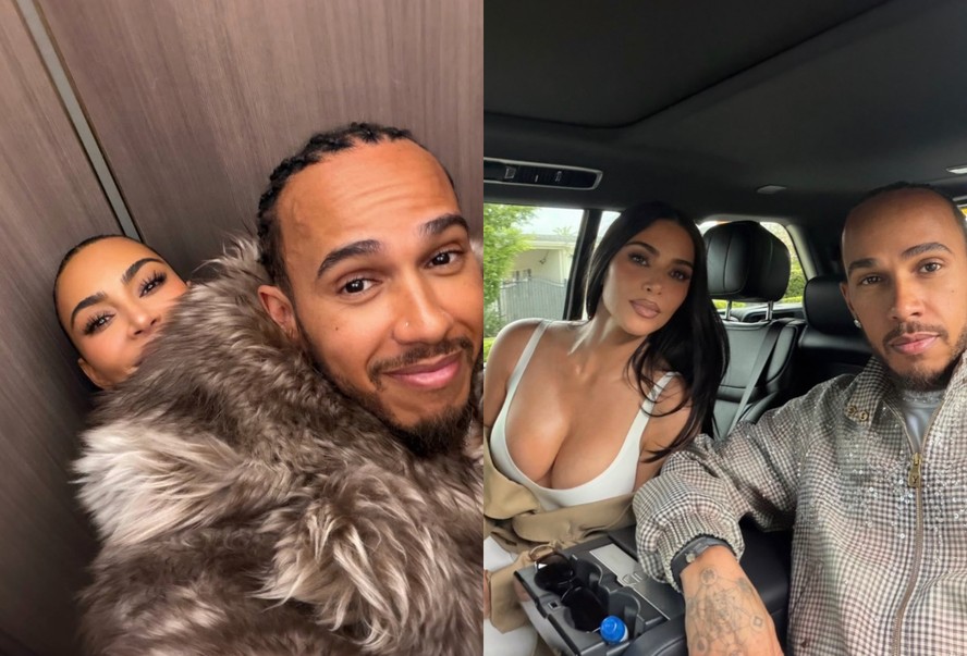 Após assumirem namoro, Kim Kardashian posta cliques de Hamilton e família