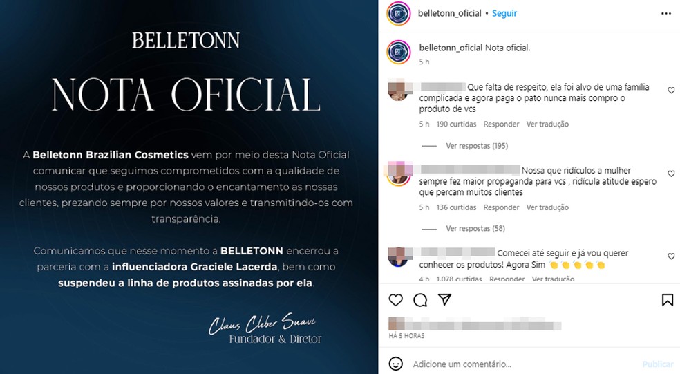 Marca suspende parceria com Graciele Lacerda em meio a polêmicas — Foto: Instagram