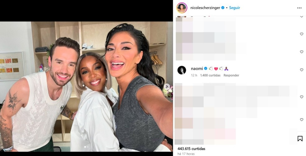 Comentário de Naomi Campbell no post de Nicole Scherzinger — Foto: Reprodução/Instagram