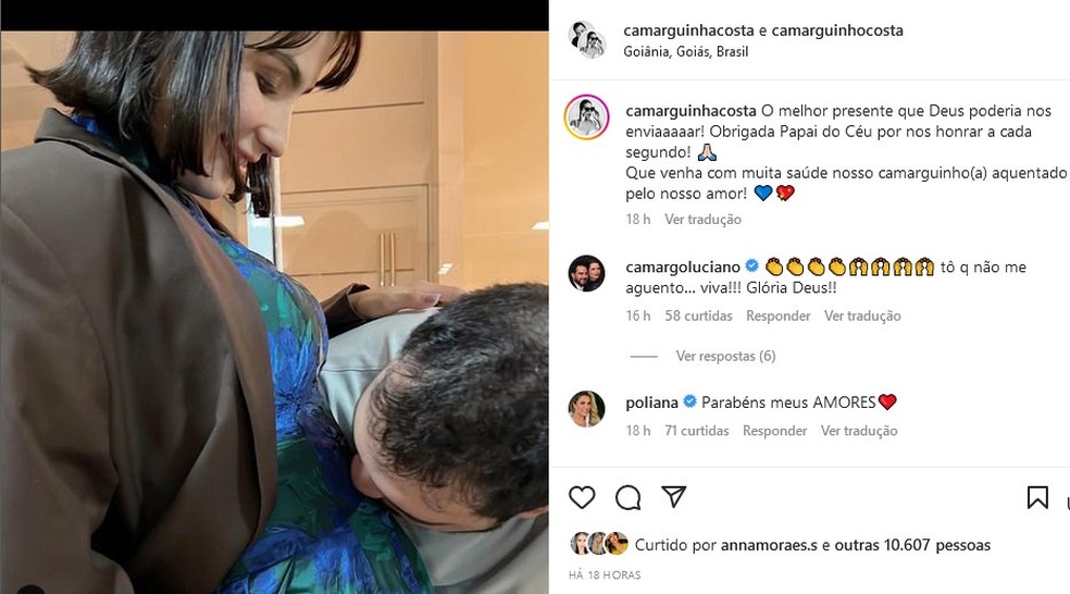 Nathan Camargo e a mulher, Izabella Camargo, anunciam que esperam o primeiro filho — Foto: Reprodução/Instagram