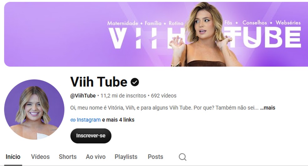 Viih Tube soma milhões de seguidores — Foto: Reprodução/You Tube
