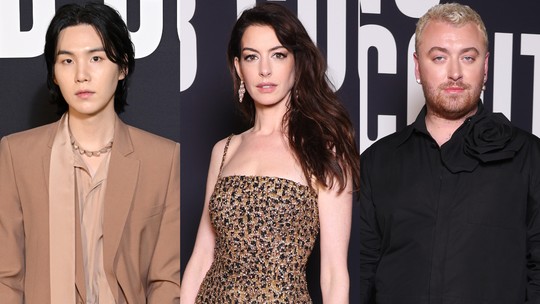 Anne Hathaway, Sam Smith, SUGA e mais famosos brilham em desfile na Paris Fashion Week