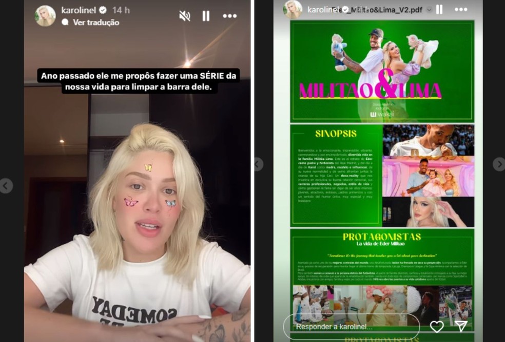 Karoline Lima expõe conversa com Éder Militão — Foto: Reprodução/Instagram