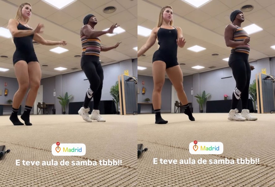 Virginia Fonseca faz aula de samba na casa de Vini Jr em Madri