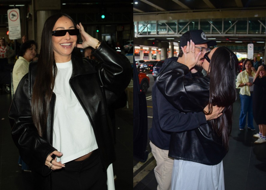 Grávida, Sabrina Sato é recebida aos beijos por Nicolas Prattes após voltar de Paris
