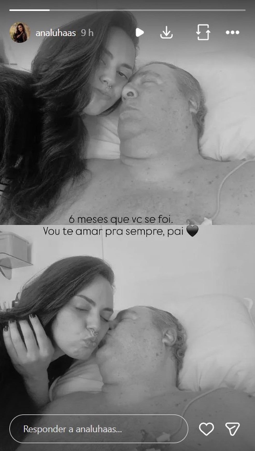 Story de Ana Luísa Haas ao lado do pai, Gerson Brenner — Foto: Reprodução/Instagram