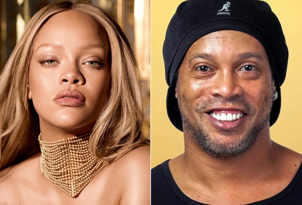 Rihanna torcia por Ronaldinho Ga&uacute;cho &mdash; Foto: Divulga&ccedil;&atilde;o e Reprodu&ccedil;&atilde;o/Instagram Ronaldinho Ga&uacute;cho