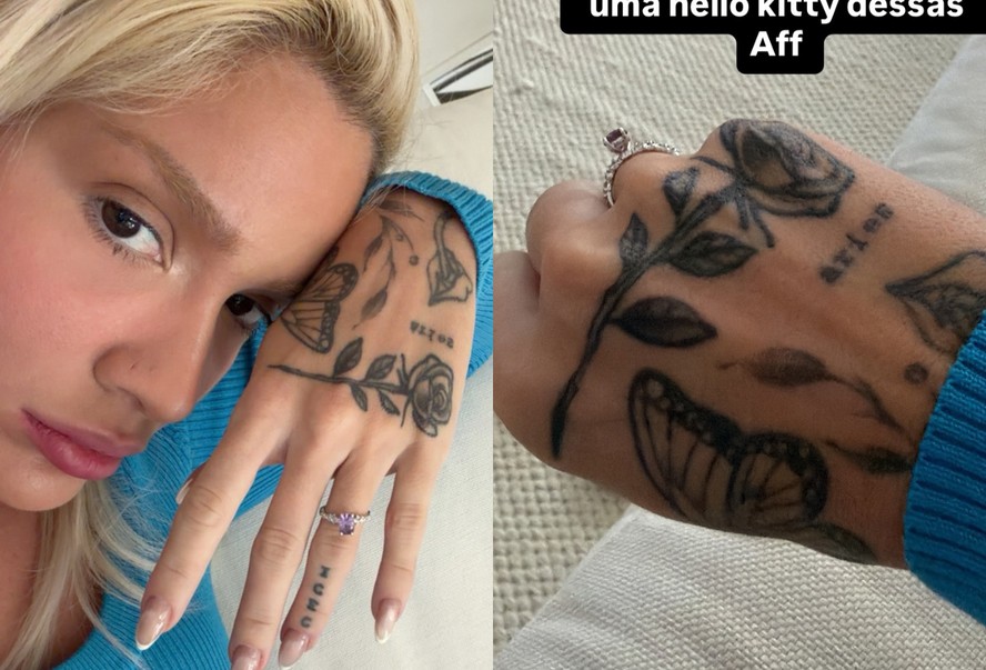 Karoline Lima mostra novo anel e fala de tatuagens nas mãos