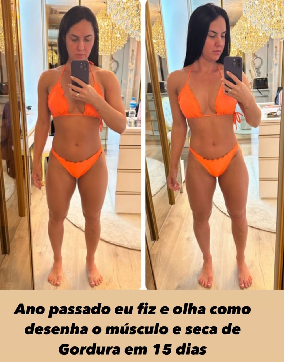 Graciele Lacerda mostra antes e depois de seu corpo — Foto: Instagram