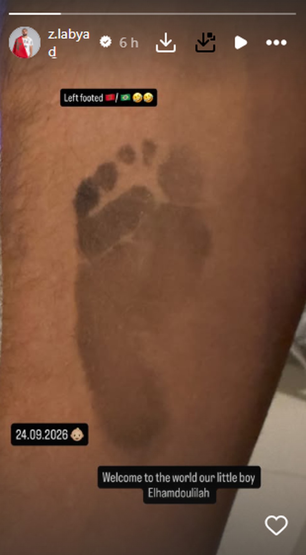 Zakaria Labyad, jogador do Corinthians, anuncia nascimento do filho — Foto: Reprodução/Instagram