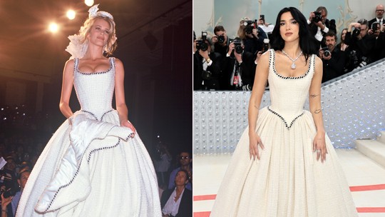 MET Gala: Dua Lipa usa vestido de Claudia Schiffer em desfile da Chanel de 1992