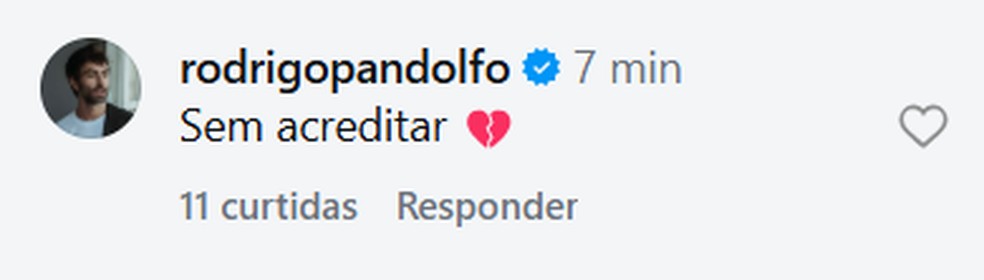 Rodrigo Pandolfo lamenta morte de Lua Blanco — Foto: Reprodução/ Instagram
