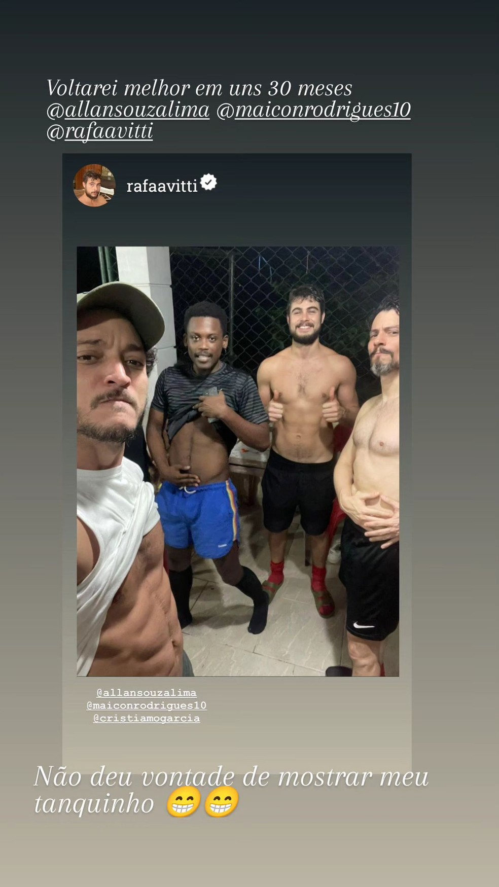 Allan Souza Lima, Maicon Rodrigues, Rafael Vitti e Cristiano Garcia — Foto: Instagram