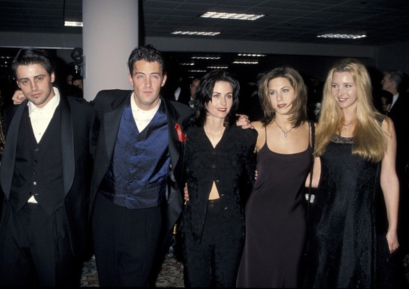 Matt LeBlanc, Matthew Perry, Courteney Cox, Jennifer Aniston e Lisa Kudrow em 1995