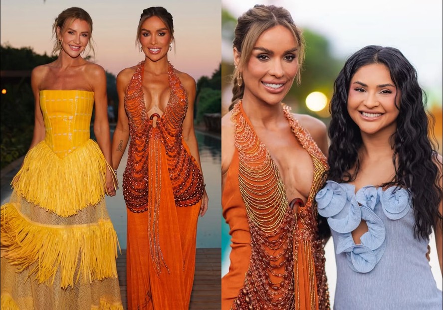 Tati Barbieri com Ana Paula Siebert e Mileide Mihaile em sua festa de 39 anos