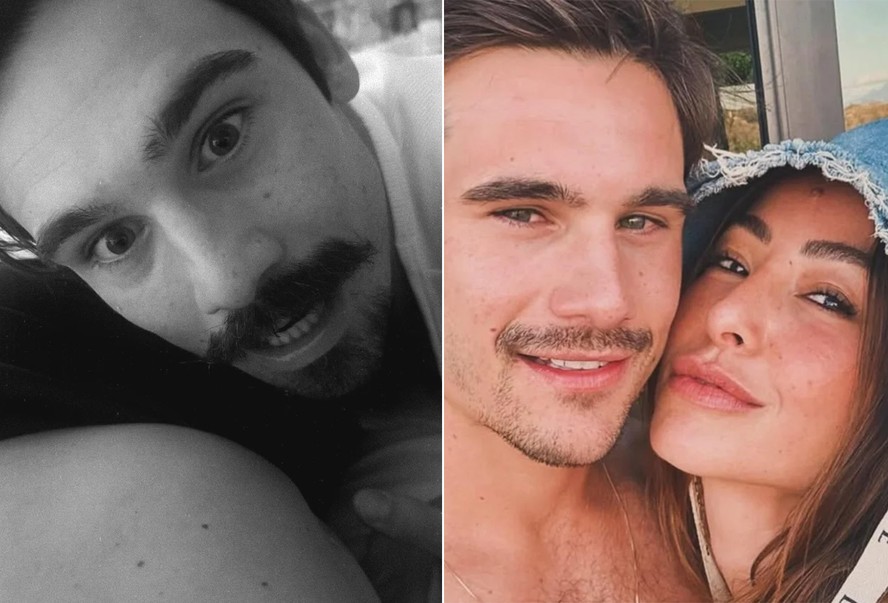 Nicolas Prattes posa coladinho ao barrigão de Sabrina Sato enquanto conversa com o filho