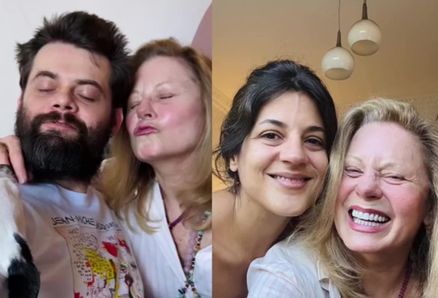Vera Fischer com o filho, Gabriel Grunje, e a nora Leticia Catalá