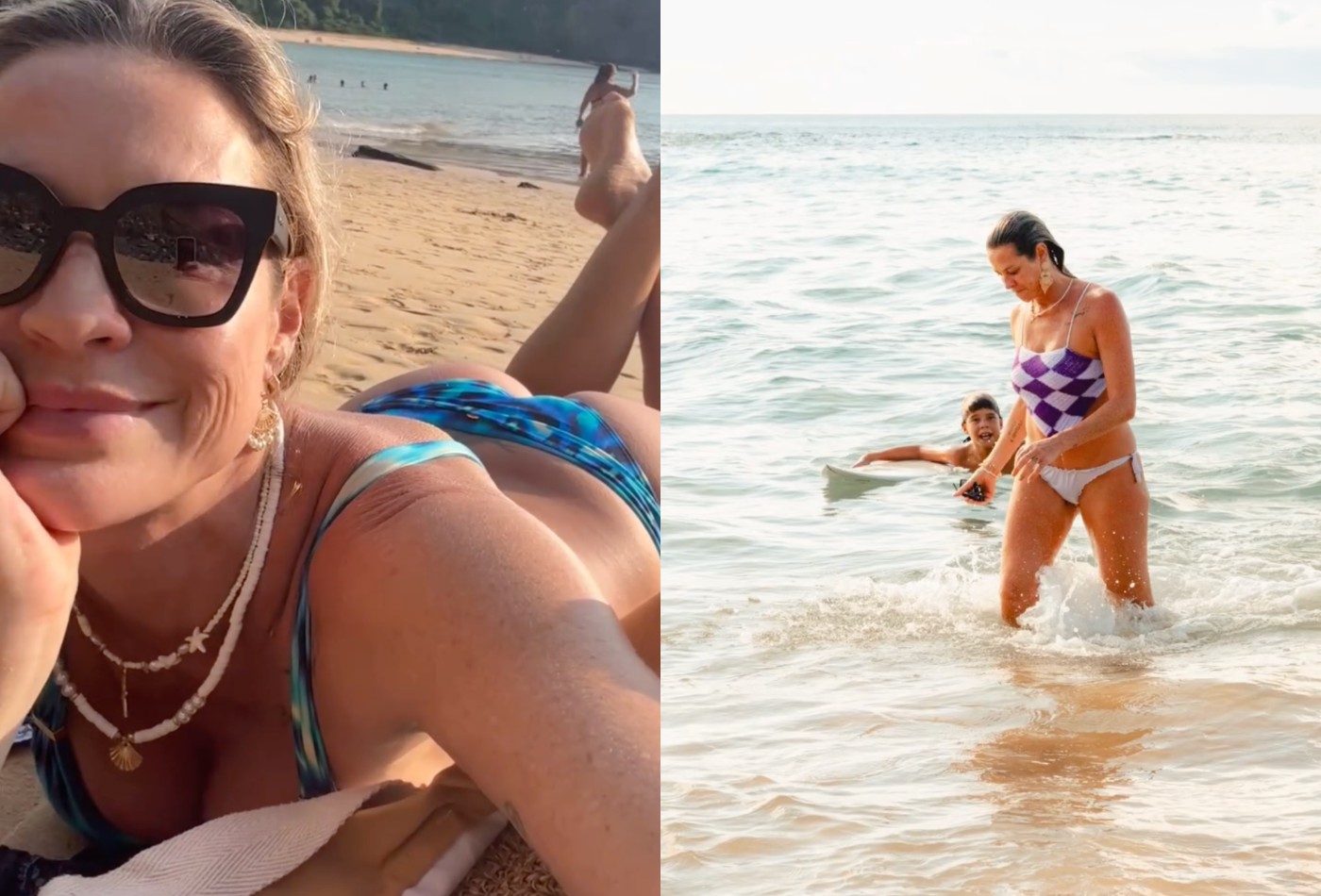 Luana Piovani abre álbum de viagem a Fernando de Noronha com Bem e Liz