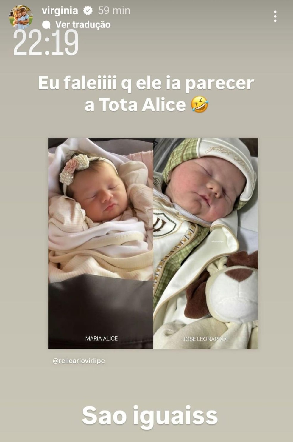 Maria Alice e Jos Leonardo, filhos de Virginia Fonseca e Z Felipe  Foto: Reproduo/Instagram