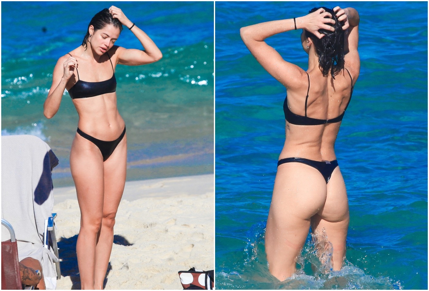 Agatha Moreira se refresca no mar após treino de futevôlei; veja fotos