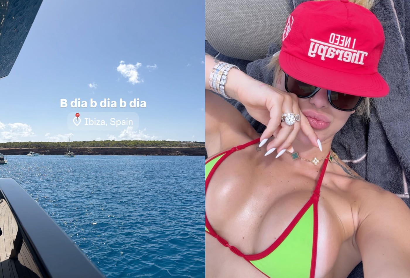 Após levantar suspeita de piercing íntimo, Virginia renova bronzeado em passeio de barco em Ibiza