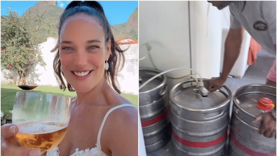 Adriana Birolli se empolga em almoço antes de casamento e tem que repor chopp: 'O povo está animado'