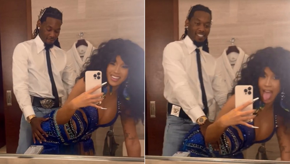 Cardi B simula sexo com o marido, Offset, em banheiro do VMA — Foto: Instagram
