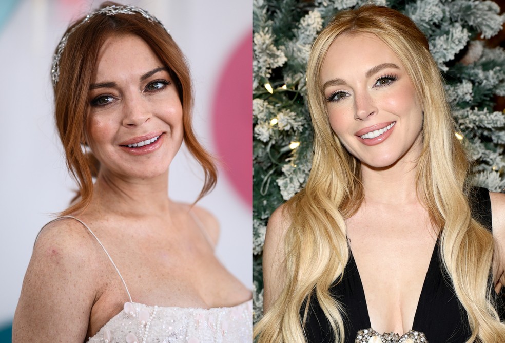 Lindsay Lohan em 2019 e 2025 — Foto: The Getty Images