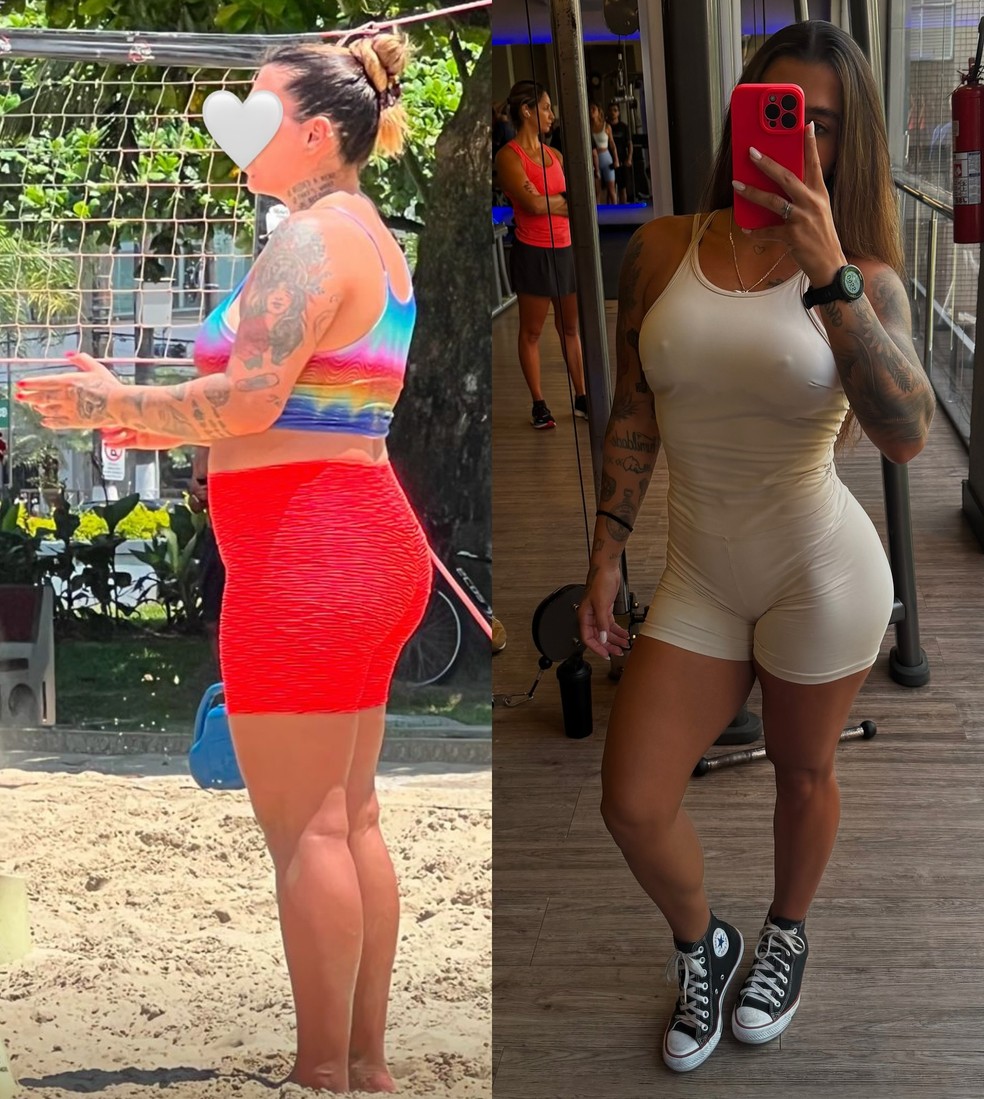 Antes e depois do corpo de Petra Mattar — Foto: Reprodução/Instagram