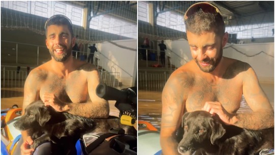 Pedro Scooby ajuda a resgatar mais de 20 cachorros que estavam ilhados em ginásio no RS
