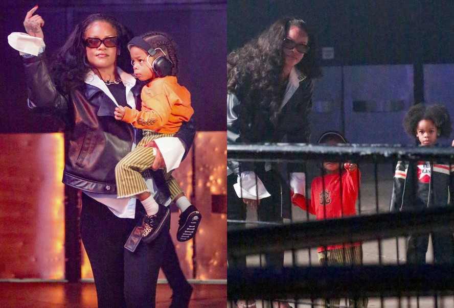 Rihanna curte show de ASAP Rocky com os filhos em Paris; fotos