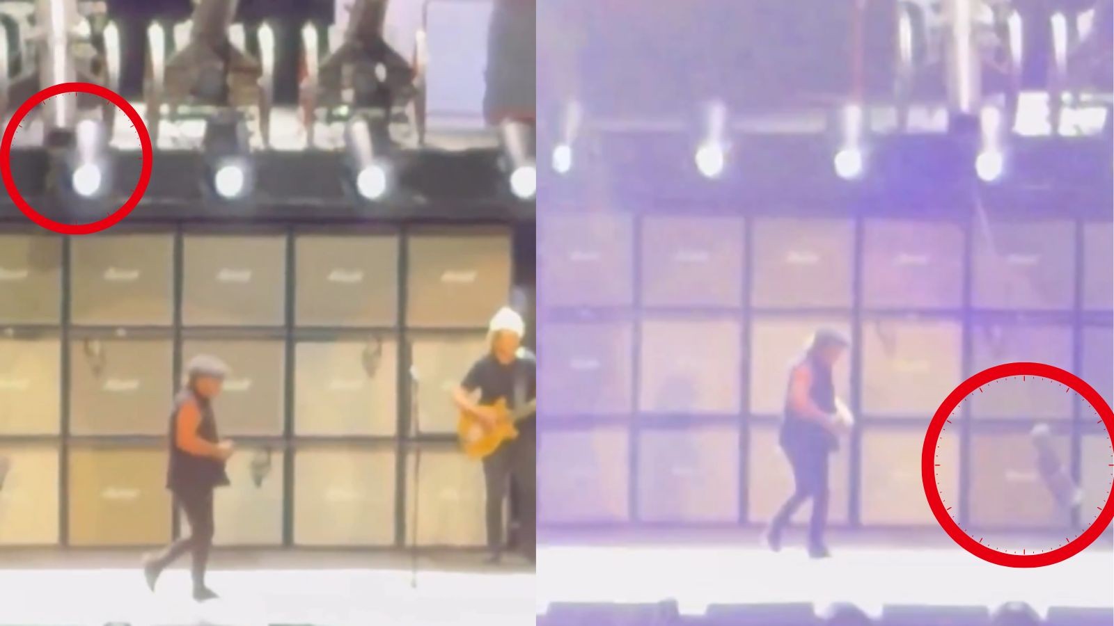 Canhão falha em palco de show do AC/DC e quase atinge vocalista; vídeo - QTU Questões do Universo