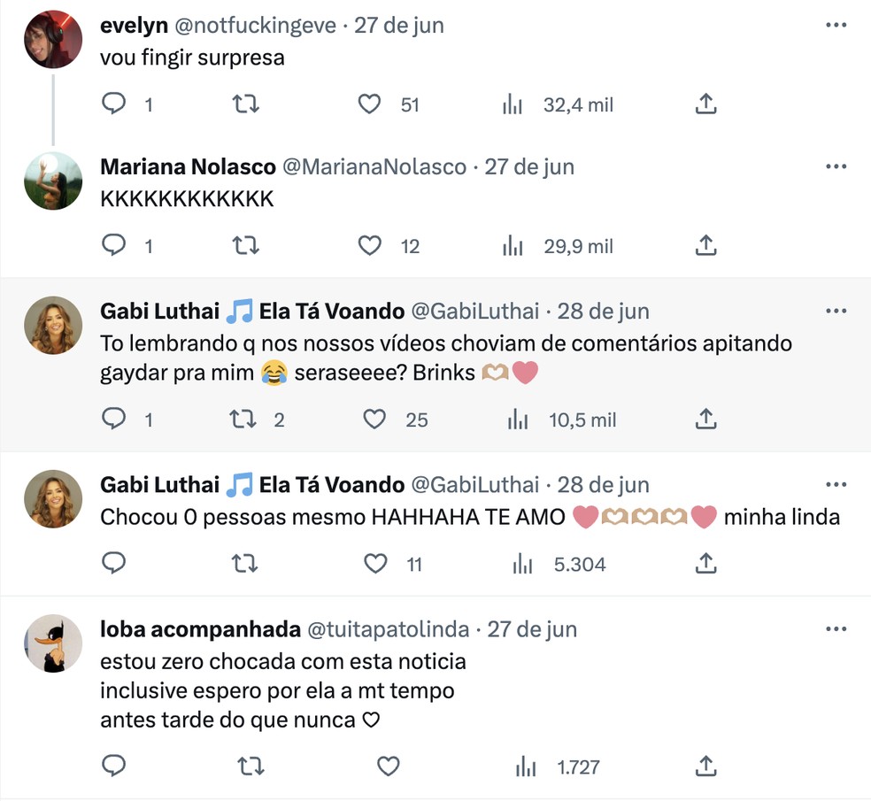 Fãs se pronunciam após Mariana Nolasco assumir bissexualidade — Foto: Reprodução / Twitter
