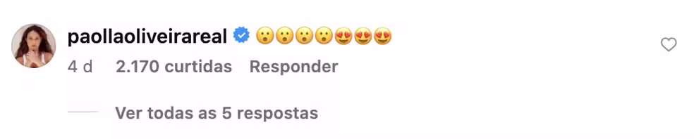 Comentário de Paolla Oliveira — Foto: Reprodução/Instagram