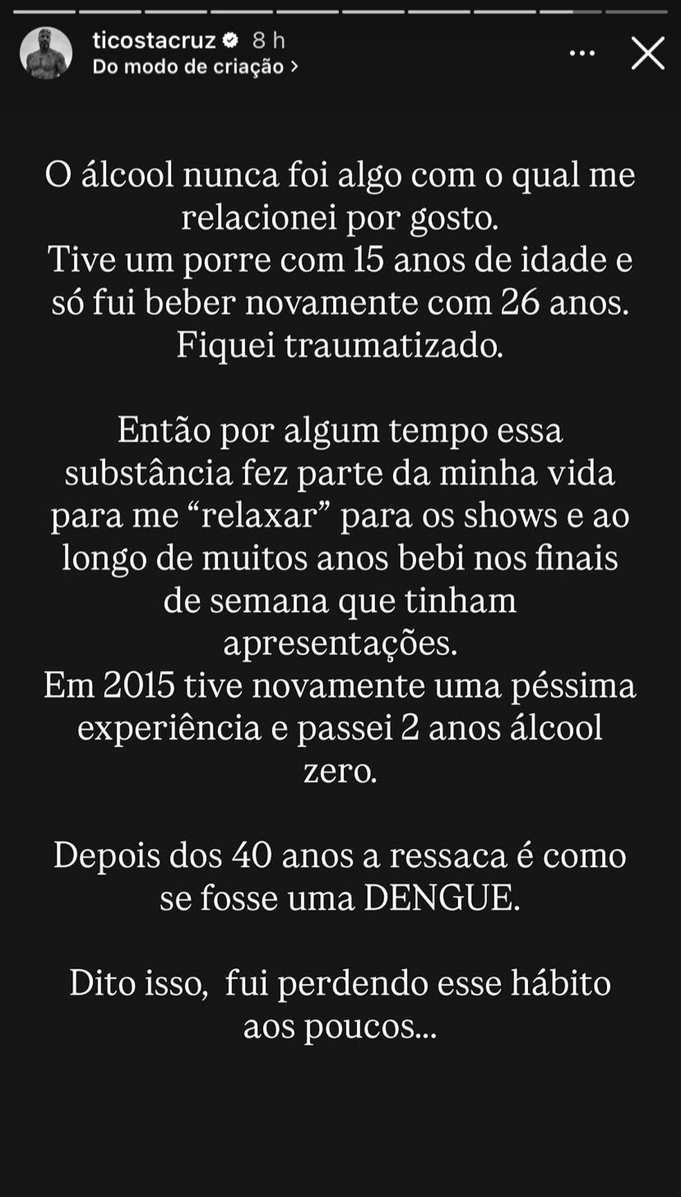 Post de Tico Santta Cruz — Foto: Reprodução | Instagram